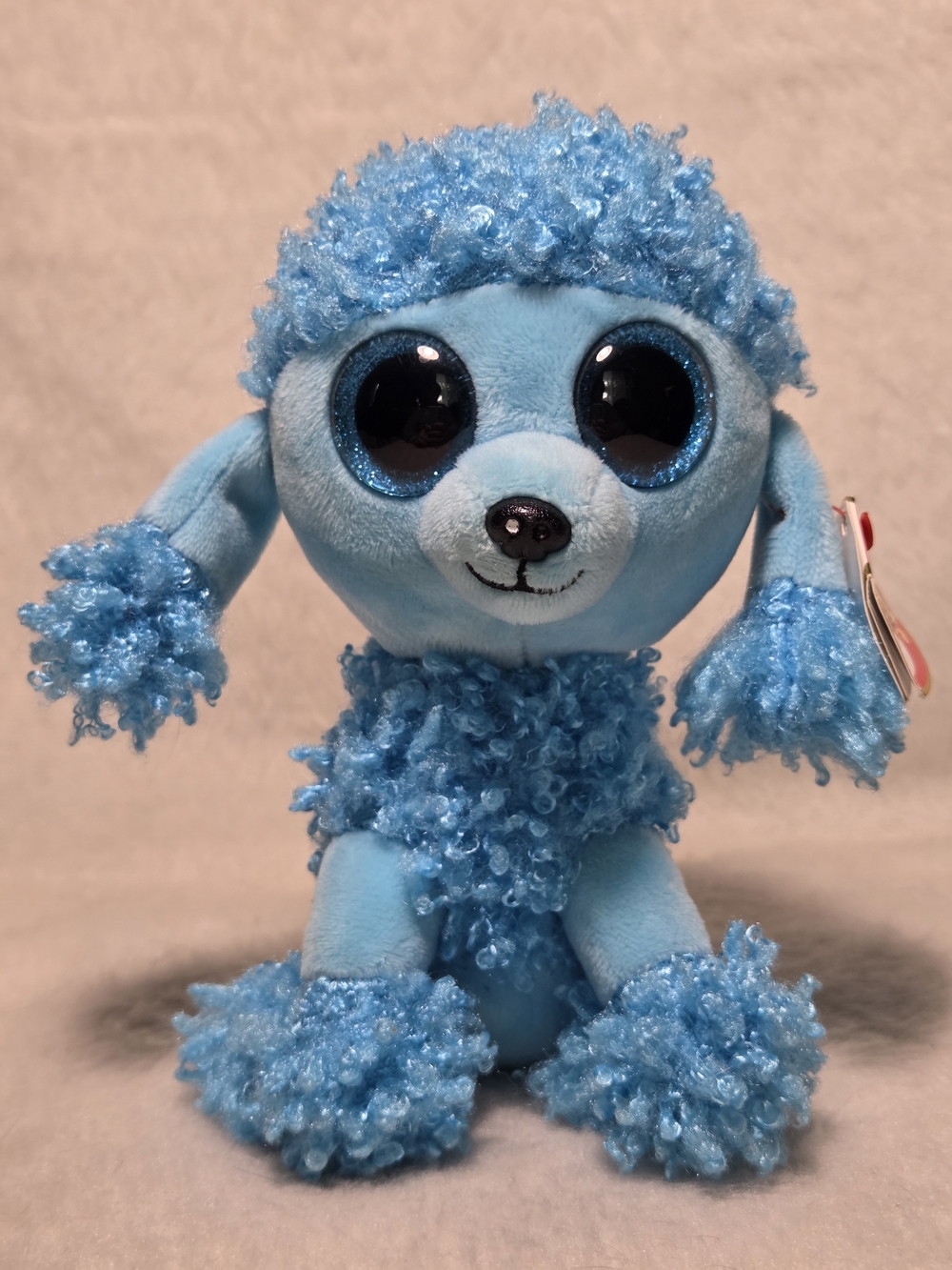 MANDY Ty Beanie Boos Blue Poodle Dog 6" Curly Fur Plush Toy